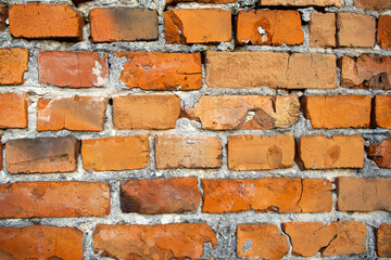 Old Weathered Red Brick Wall Texture Background