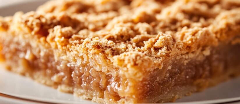 Close-up of apple crumble bars, dessert, kitchen