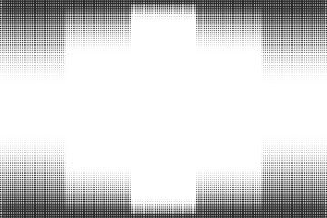 Fototapeta premium Abstract simple flat black and white halftone circles texture consists of different dots isolated on transparent background. Geometric vector shape elements pattern for presentation design or banner