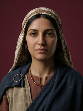 Portrait of Abigail: A biblical woman of elegance, beauty, and serious expression.