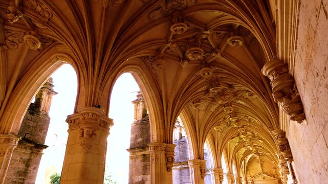 Cloister of the Monastery of San Zoilo in Carri&oacute;n de los Condes, Tierra de Campos Region, Province of Palencia, Castile and Le&oacute;n, Spain, Europe