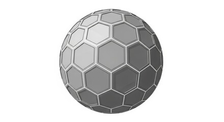 Obraz premium A soccer ball with a shiny metallic surface and hexagonal panels on a white background