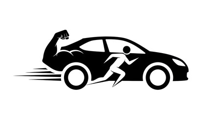 Obraz premium A person running away from a car with a flexed arm
