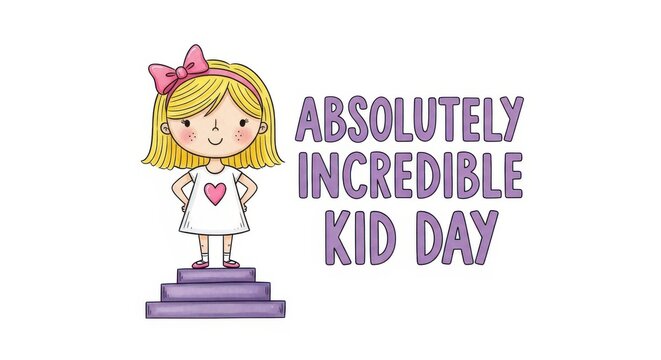 Smiling young girl standing on podium with Absolutely Incredible Kid Day text
