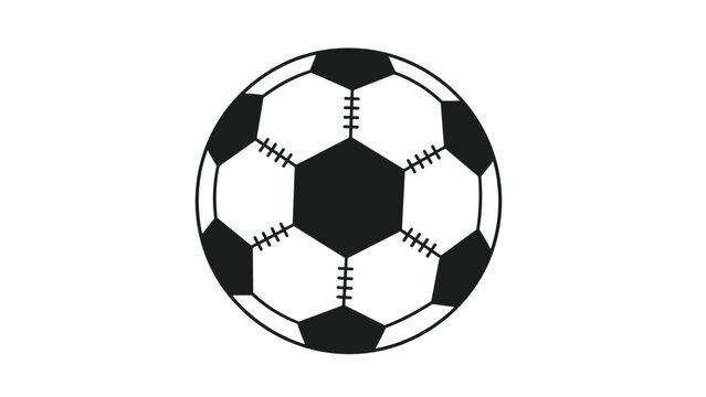 Classic black and white soccer ball illustration displays the traditional hexagonal and pentagonal panel design with stitching details.