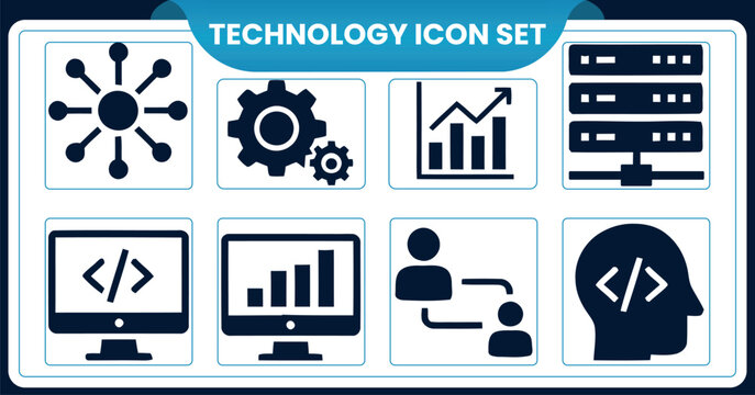 Technology icon set for business and developmentTechnology icon set for business and development