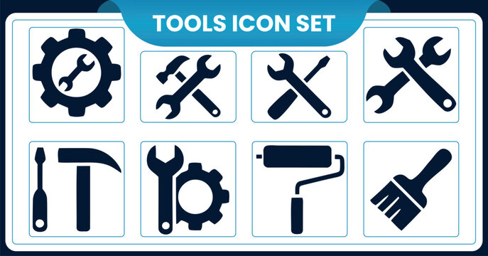 Tools icon set for diy and construction projectsTools icon set for diy and construction projects