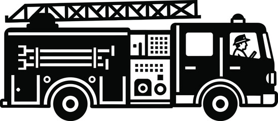 Fototapeta premium Fire truck vehicle emergency response illustration