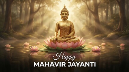 Mahavir Jayanti celebration, watercolo art style