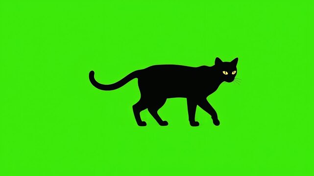 Graceful firefly silhouette strutting playfully against vibrant green background animation