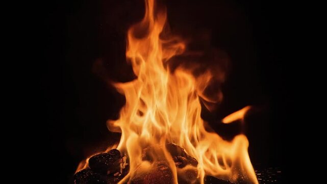 Mesmerizing flames dancing dynamically against a dark background creating captivating fire visuals