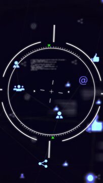Vertical video: Opening HUD showing rotating circular ring, green arc sweeping icons mapping tech