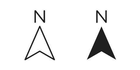 North icon. Black and White Vector Illustrations. line icon vector pictogram © kia