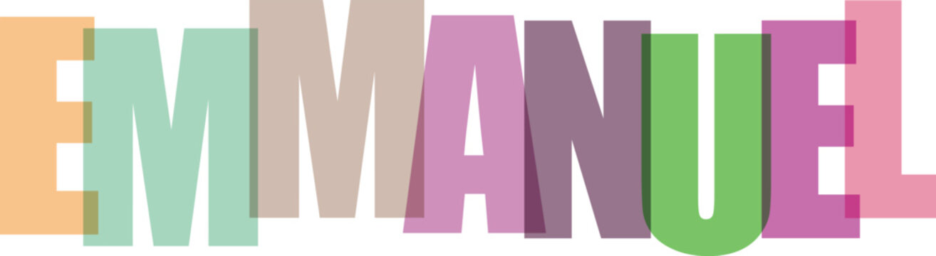 Emmanuel Name in Colorful Cut Out Letters white background