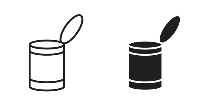 Open tin can icon. Black and White Vector Illustrations. line icon vector pictogram