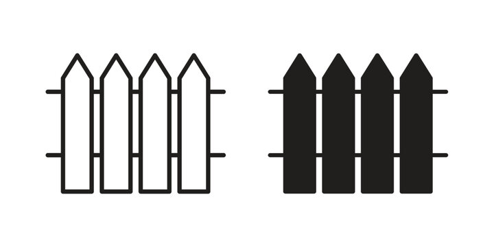 Plank fence icon. Black and White Vector Illustrations. line icon vector pictogram