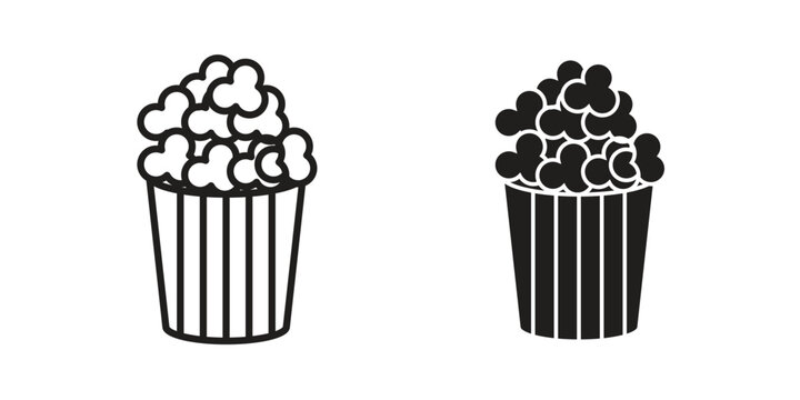 Popcorn icon. Black and White Vector Illustrations. line icon vector pictogram