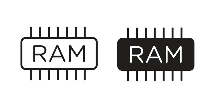 Ram memory icon. Black and White Vector Illustrations. line icon vector pictogram