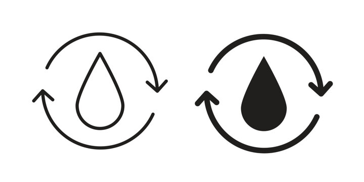 Recycle water icon. Black and White Vector Illustrations. line icon vector pictogram