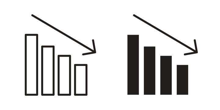 Reduction chart icon. Black and White Vector Illustrations. line icon vector pictogram