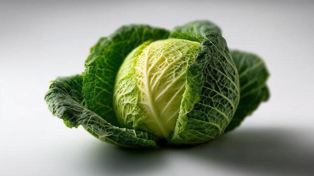 Chou de Savoie frais coup&eacute; en deux r&eacute;v&eacute;lant sa structure interne