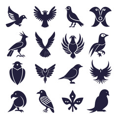 Obraz premium Various Bird Silhouettes Showcasing a Range of Styles