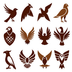 Fototapeta premium Twelve distinct bird icon designs in vector format display