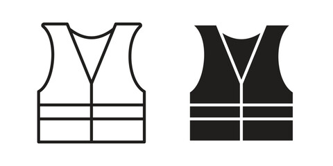 Vest jacket icon. Black and White Vector Illustrations. line icon vector pictogram © kia