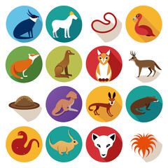 Fototapeta premium Flat design animal icon set in colorful circles
