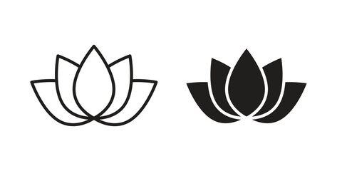Fototapeta premium Water lily icon. Black and White Vector Illustrations. line icon vector pictogram