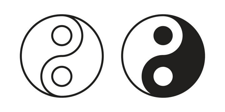 Yin yang icon. Black and White Vector Illustrations. line icon vector pictogram