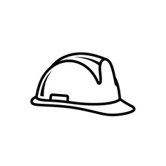 Fototapeta premium Black outline icon of a safety hard hat