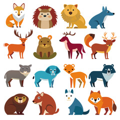 Naklejka premium Collection of cartoon animals vector graphics on white background