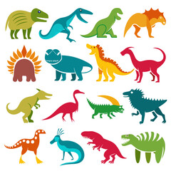 Colorful Cartoon Dinosaur Collection on White Background © Xihan