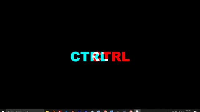 Glitch Effect 'CTRL' Text in Red and Cyan on Black Background