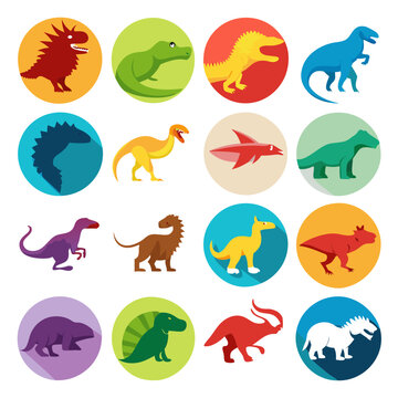 Colorful dinosaur icons arranged in a grid pattern
