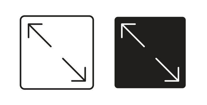 Expand icon in line design. Editable stroke icon.