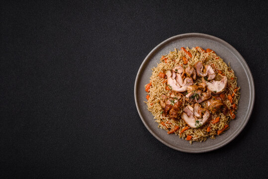 Kabsa or mandi, an Arabic dish with rice and chicken, salt, and spices. Kabsa or mandi