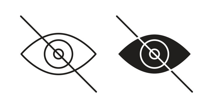 Eye crossed icon in line design. Editable stroke icon.