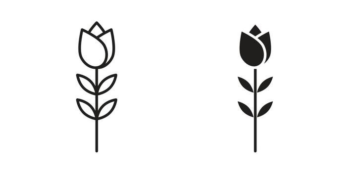 Flower tulip icon in line design. Editable stroke icon.