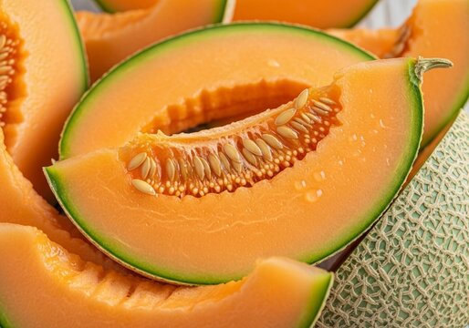 close up view of the texture of a yellow melon slice