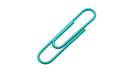 Obraz premium Single teal paper clip isolated on transparent background