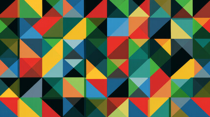 Fototapeta premium Minimalist geometric seamless pattern with colorful abstract shapes, modern repeating background texture for wallpaper, web design, and surface applications