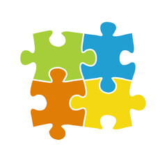 Fototapeta premium Bright Puzzles Isolated And White Background