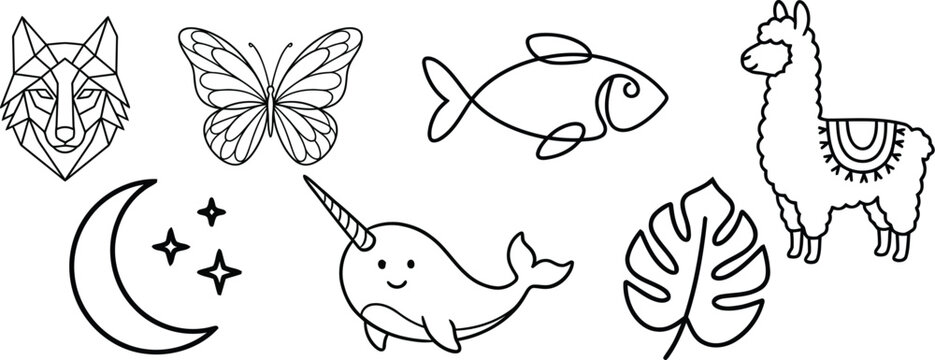 "The Ultimate Minimalist Collection: Modern Geometric Nature, Animal & Celestial Mono-line Vector Art"