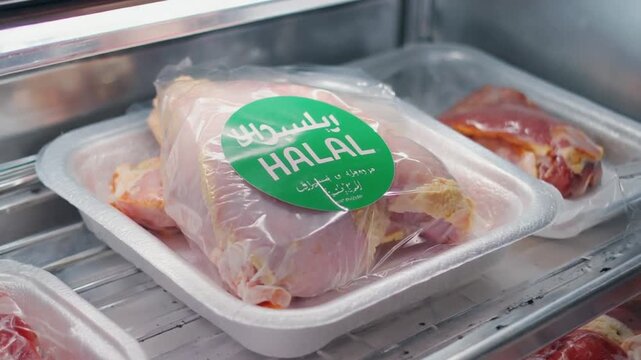 Halal meat pack at the supermarket.