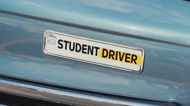 Student driver sticker on a car.