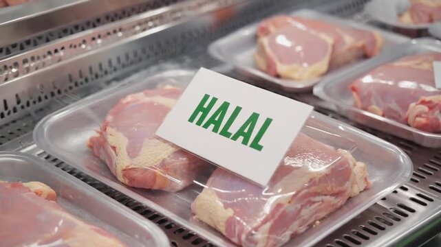 Halal meat pack at the supermarket.