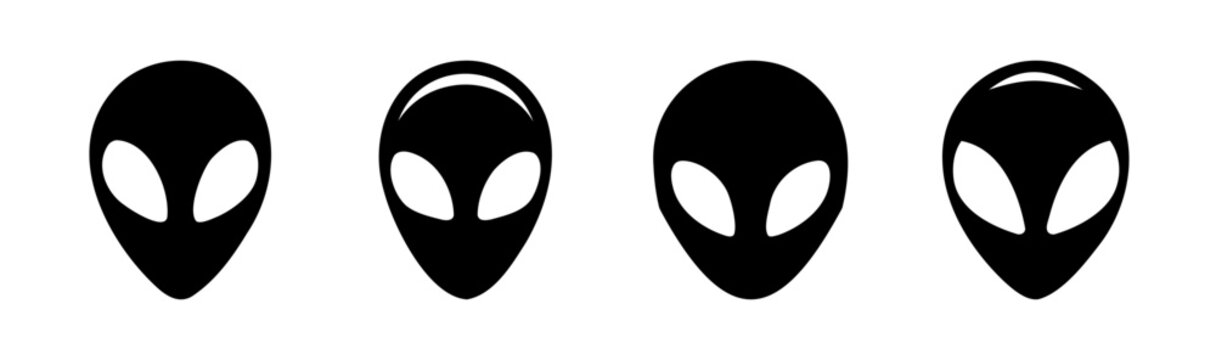 Set of 4 alien head icons vector