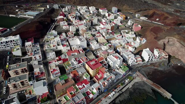 Aerial View La Restinga Southernmost Village Spain El Hierro Harbor
